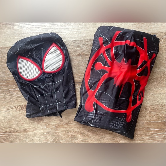 NEW Kids Miles Morales Black and Red Spider Man Full Costume Suit and Mask S-XL - Picture 15 of 16
